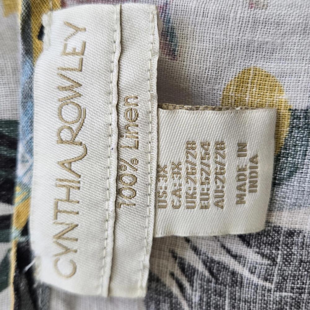 Cynthia Rowley Floral Print Linen Top Cream Size 3X - Picture 6 of 7